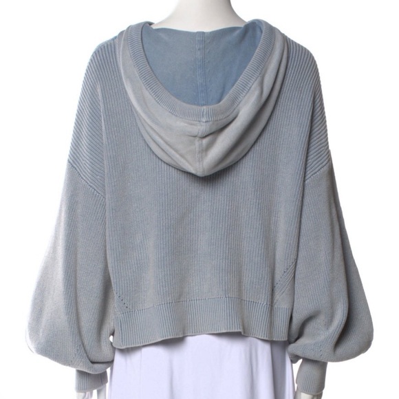 Veronica Beard Light Blue Ursina Knit Hoodie Sweater - Picture 8 of 9